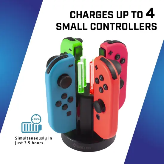 Charging Dock For Nintendo Switch and OLED Model Joy Con Controller, with LED Light Bar Indicator and Charging Cable Black {3}