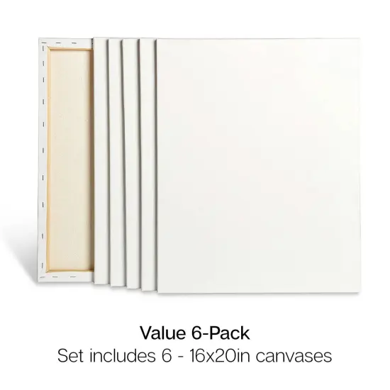KINGART&reg; Stretched Canvas 16" x 20", 6-Pack {2}