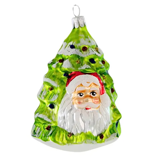 Golden Bell Collection 4.0 Inch Santa Face Tree Christmas Tree Ornament , Christmas Decor Ornament Czech Christmas Green {2}