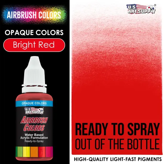 Bright Red, Opaque Acrylic Airbrush Paint, 1 oz. {2}