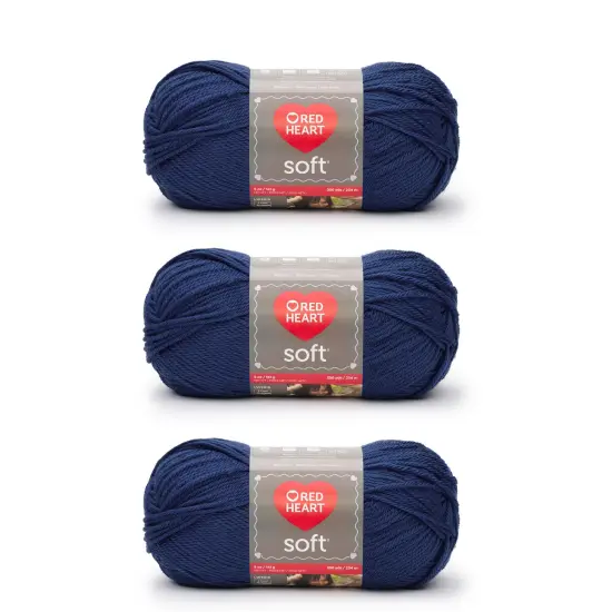 Red Heart Soft Royal Blue Yarn - 3 Pack of 141g/5oz - Acrylic - 4 Medium (Worsted) - 256 Yards - Knitting/Crochet {1}