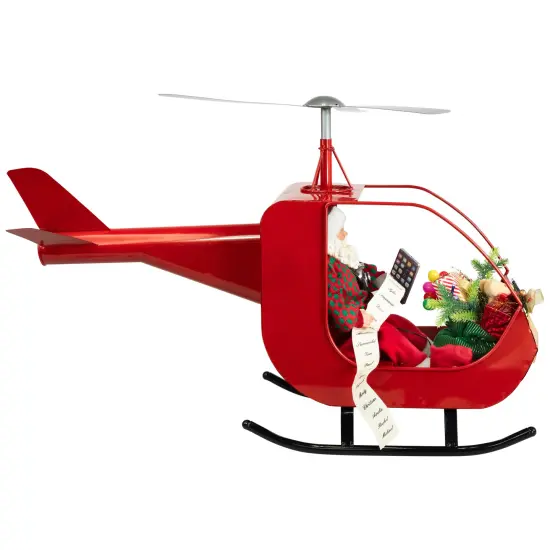 Northlight Lighted and Musical Santa Claus Helicopter Christmas Decoration - 31" Red {6}