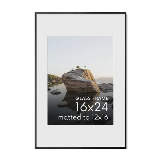 Haus and Hues Aluminum Glass and Matted Picture Frame Black {1}