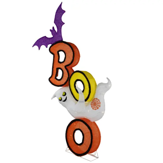 Northlight Lighted Bat and Ghost "BOO" Halloween Decoration - 4.5' - Warm White LED Lights Orange {6}