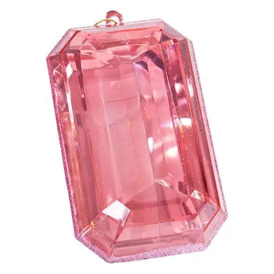 8" Acrylic Rectangle Jewel Ornament: Light Pink {2}