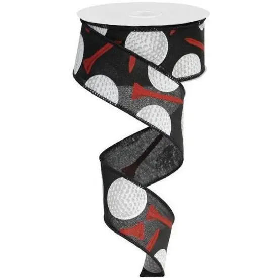 1.5" Royal Canvas Golf Balls & Tee Ribbon: Black (10 Yards) {1}