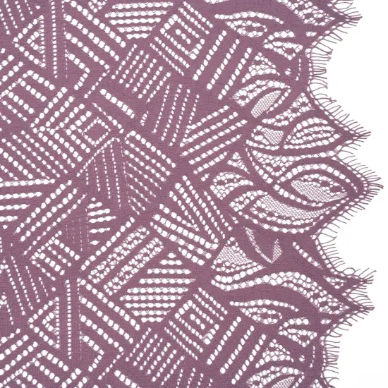 1 Yard Amethyst Raschel Lace Fabric Geometry Leaves Organic Edge Sheer Nylon 54 Inch Width {2}