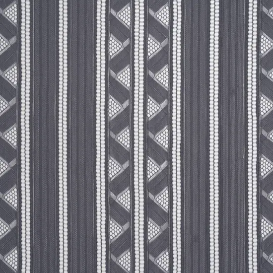 1 Yard Gray and Silver Corded Lace Fabric Geometric Stripes Sheer Design 52 inch Width {2}