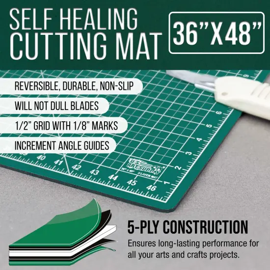 36" x 48" Self-Healing Cutting Mat 5-Ply - Double-Sided Green/Black Craft Mat, Non-Slip Cutting Mats for Crafts, Sewing, Quilting, Scrapbooking {2}