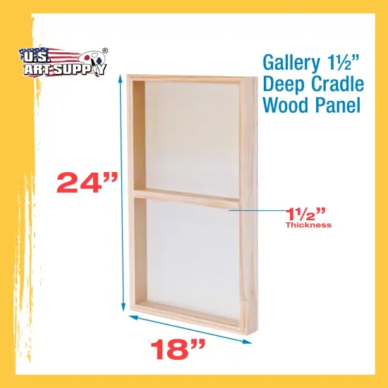 Unfinished Cradled Wood Panels for Painting, 2 Pack of 18x24 inch - Gallery Birch Wooden Canvas Boards 1-1/2" Deep - Mixed-Media Craft, Acrylic, Oil, Encaustic, Paint Pouring {3}