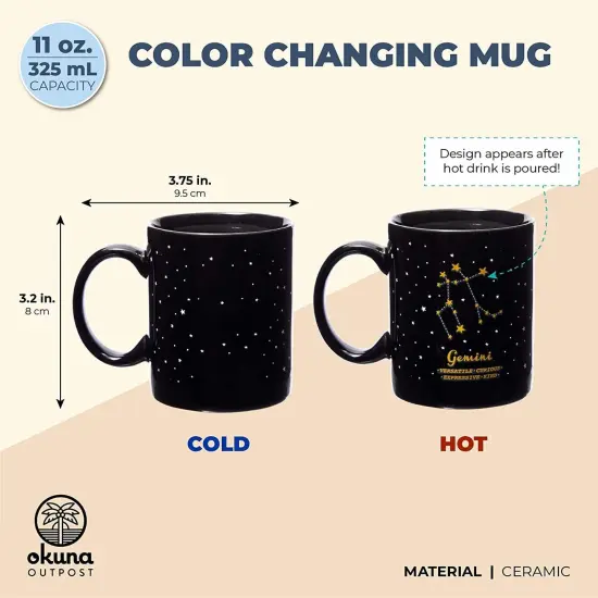 11-Ounce Color Changing Mug with Gemini Zodiac Astrological Sign Design (Black) {2}