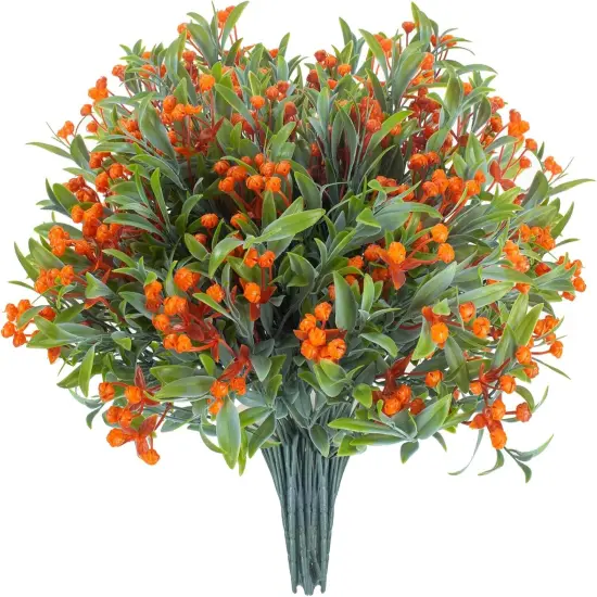 Everlasting Blossoms: 10 Bundles of UV Resistant Artificial Flowers for Outdoor Elegance Orange {1}