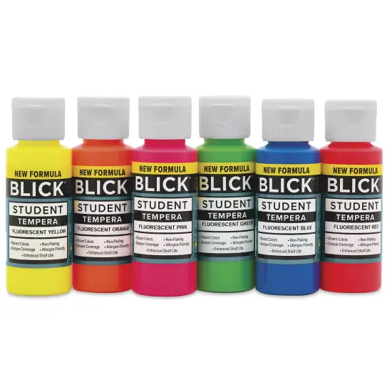 Blick Student Tempera Paints - Set of 6, Fluorescent Colors, 2 oz {1}