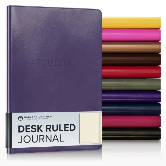 Gallery Leather Journal - Crafted in Maine, USA - Elegant Leather Writing Notebook with 192 Lined Pages - A Timeless Space for Your Thoughts - 8x5.5, Desk Lined Camden Violet {1}