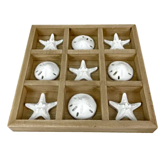 Wooden Tic Tac Toe Game Starfish Sand Dollar Coastal Beach Decor 7 in Board Gift {1}
