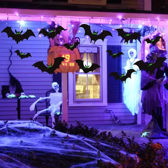 12 Pcs Glow in the Dark Bats Halloween Decorations Outdoor {5}