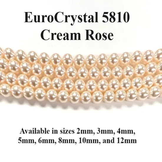 Cream Rose EuroCrystal 5810 Round Pearls - 2mm, 3mm, 4mm, 5mm, 6mm, 8mm, 10mm, and 12mm - Strands - Made in Austria {4}