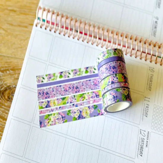 Purple Hydrangea Spring Floral Washi Tape Set April 2025 - W130 {6}
