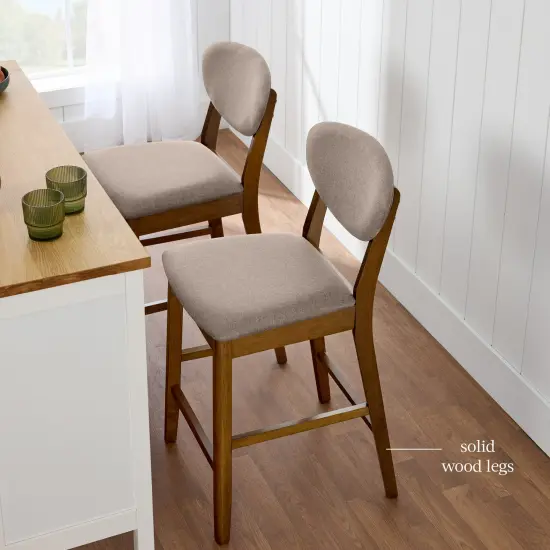 Best Choice Products 2-Piece Mid-Century Modern Wood and Upholstered Counter Height Bar Stool Set Walnut/Gray {6}