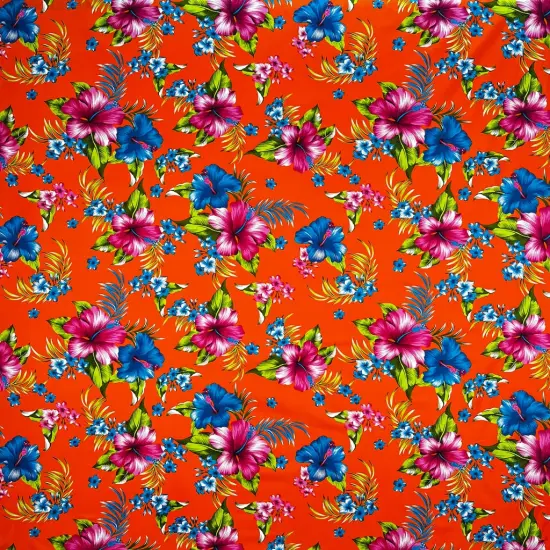 1 Yard Hibiscus Palm Leaves Cotton Fabric 36" Lx 45" W Purple {6}