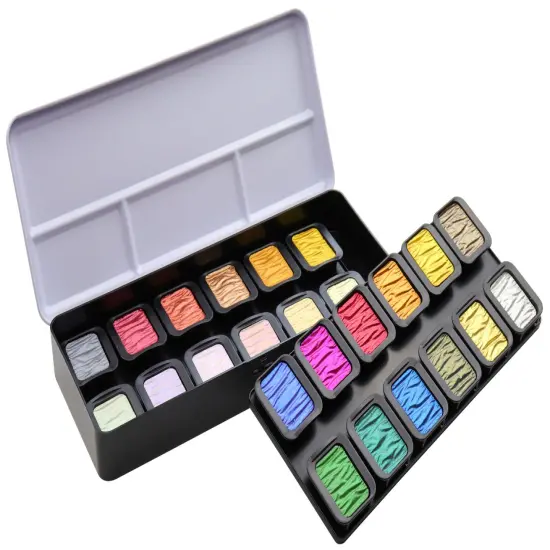Finetec Pearlescent Watercolour Set 24/Pkg-4 Elements {3}