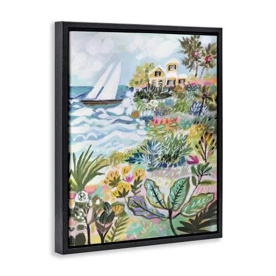 Stupell Industries Abstract Nautical Scene Framed Floater Canvas Wall Art Black Floater Frame {3}