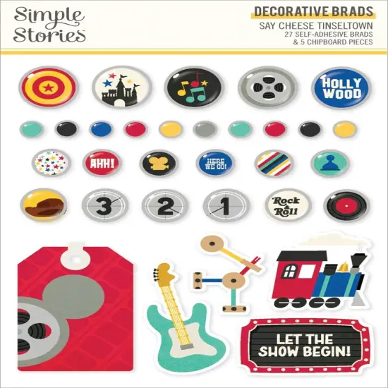 Say Cheese Tinseltown Brads-Decorative {1}