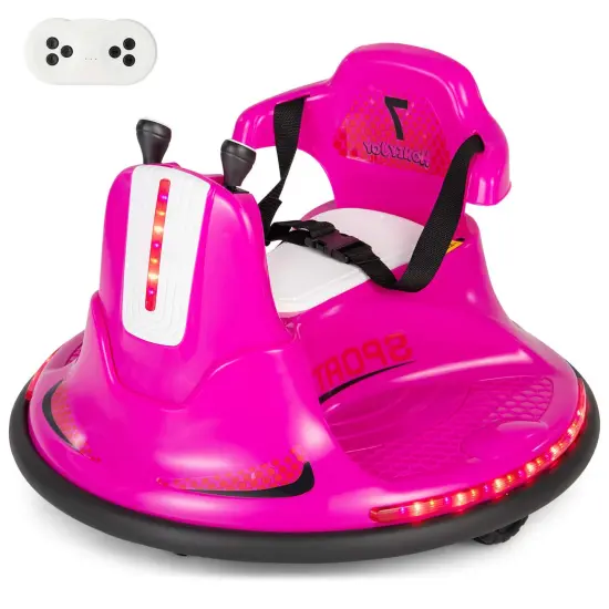Honeyjoy 12V Bumper Car for Kids Toddlers Electric Ride On Car Vehicle with 360&deg; Spin Blue/Pink/Red/Purple {9}