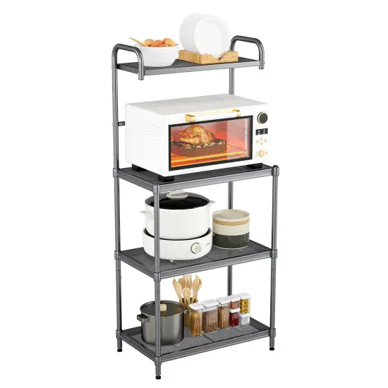 Costway 4-Tier Baker's Rack Microwave Oven Stand Shelves Kitchen Storage Rack Organizer Grey/White/Black {7}