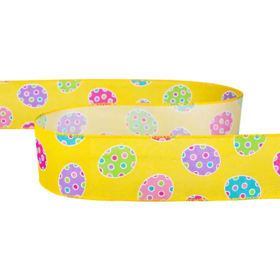 Northlight Easter Egg Design Wired Spring Craft Ribbon - 2.5" x 10 Yards - Yellow Multi {5}