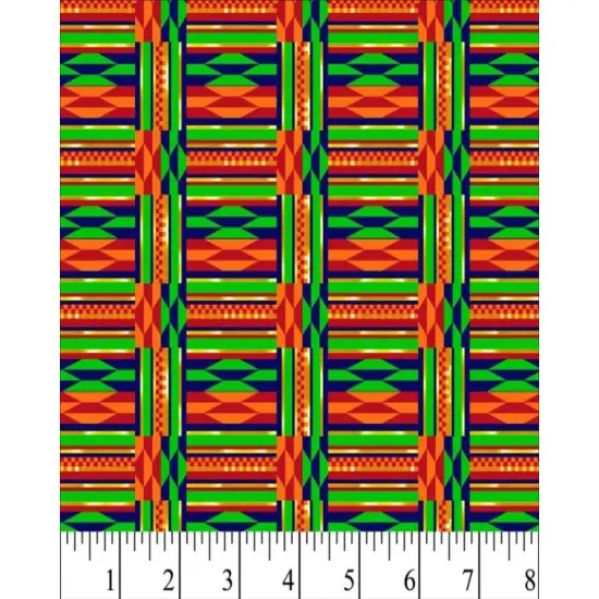 African Kente Green With Gold Metallic Cream Cotton Fabric | By the Yard | Sewing and Crafting | 44 inches wide {1}