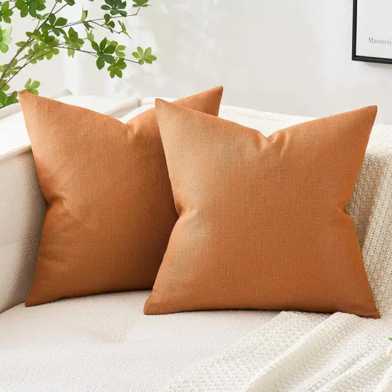 Pack of 2 Decorative Linen Burlap Pillow Covers 20x20 Inch {1}