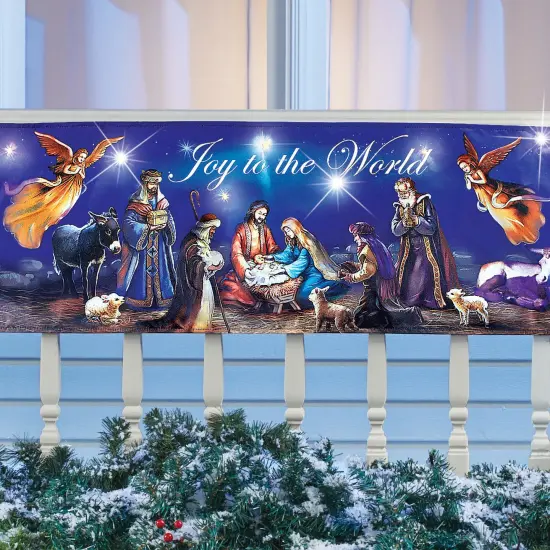 Collections Etc Lighted Nativity Banner Holy Night Decoration {4}