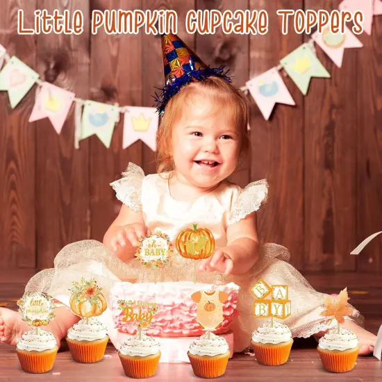 Oh Baby Cupcake Toppers Little Pumpkin Baby Shower {2}