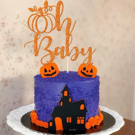 1 PCS Pumpkin Oh Baby Cake Topper Glitter Fall Theme Pumpkin Baby {2}