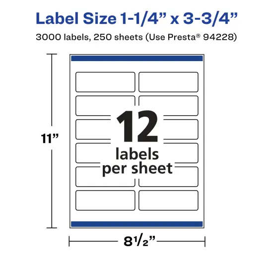 Avery Matte White Rectangle Labels, 1.25" x 3.75" {5}