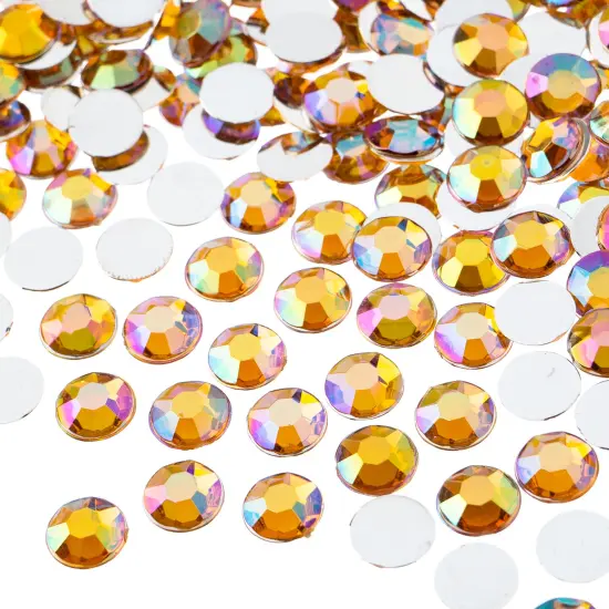 John Bead 8mm (SS39) Round Acrylic Flat Back Rhinestones, 1000pcs Gold AB {1}