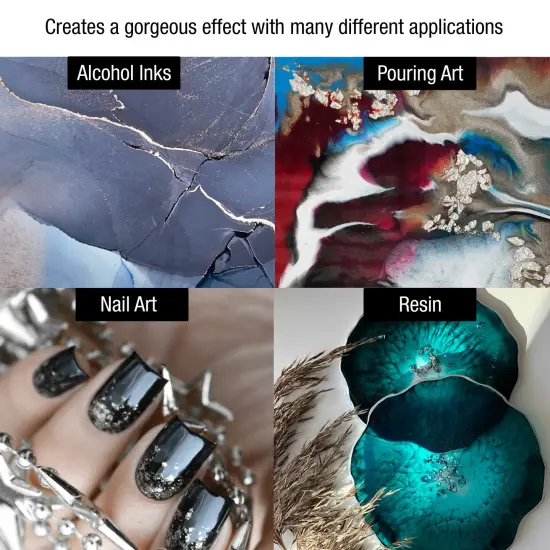 Metallic Foil Schabin Gilding Flakes, Imitation Silver10 Gram Bottle - Metal Leaf Foil Flakes for Resin, Nails, Crafts, Painting, Jewelry, Slime, Arts and Crafts {4}