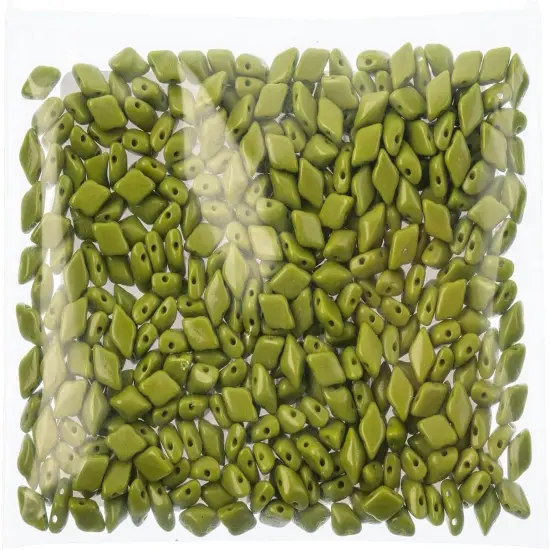 Matubo 2-Hole Czech Glass Opaque Gemduo Beads, 50g Green {2}