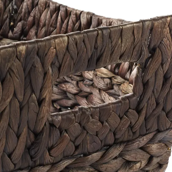 Casafield Set of 3 Stackable Oval Laundry Baskets with Handles, Woven Water Hyacinth Storage Totes for Throw Blankets, Bathroom, Bedroom, Living Room {5}