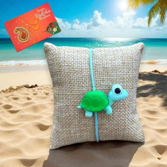Cute Cartoon Rakhi with Happy Rakhi Greeting Card – Featuring Adorable Frog, Snail, Turtle, and Ladybug Designs – Perfect Rakhi for Brother Raksha Bandhan Bracelets {4}