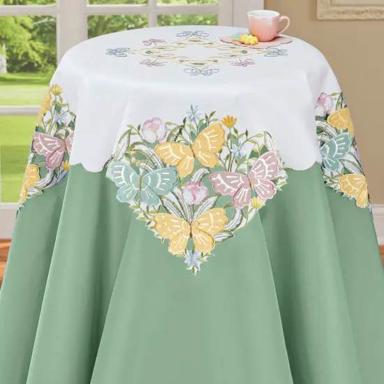 Collections Etc Exquisite Faux Suede Embroidered Butterfly Table Linens {1}