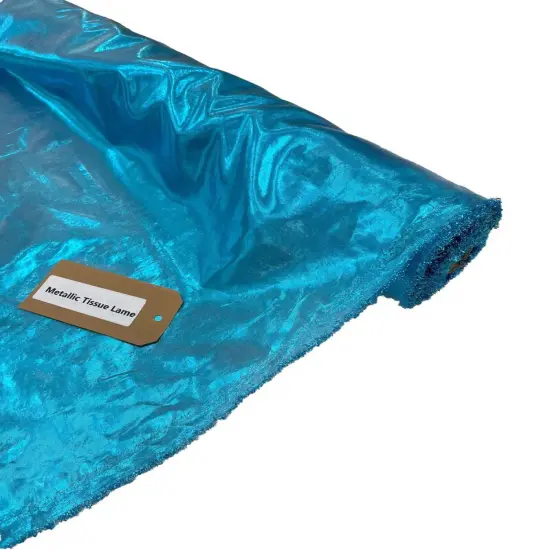 1 Yard Metallic Tissue Lame Fabric Lightweight Shiny Draping Material for Decor and Craft Turquoise {1}