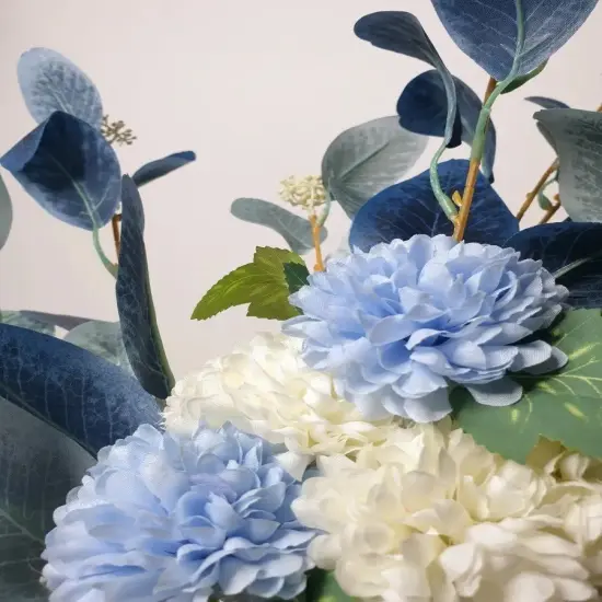 Artificial Chrysanthemum Bouquet for Decoration Blue and White Flowers or Vase Silk Flowers for Home Bathroom Decor {3}
