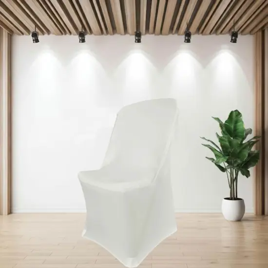 1 Piece Ivory Stretch Slipcover for Lifetime Folding Chair Elegant Spandex Design {3}