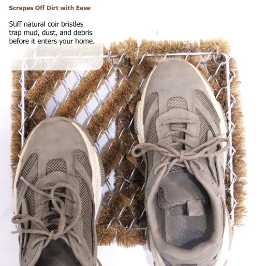 Gardenised Heavy-Duty Boot Scraper Brush Natural Coir Bristles on Durable Wire Frame for Outdoor Mud and Dirt Removal, Ideal for Cleaning Work Boots Hiking Shoes and Garden Footwear, 12x14 Inches {4}