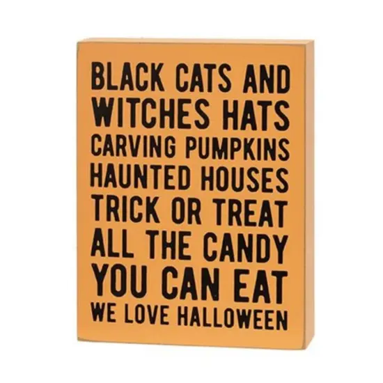 2/Set Halloween Black Cats Box Sign and Pumpkin Easel Tabletop Decor {2}