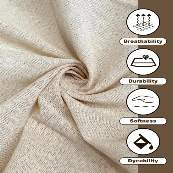 100% Cotton Muslin Fabric 63 Inch, Unbleached Natural Fabric (Natural, 5 Yard) {2}