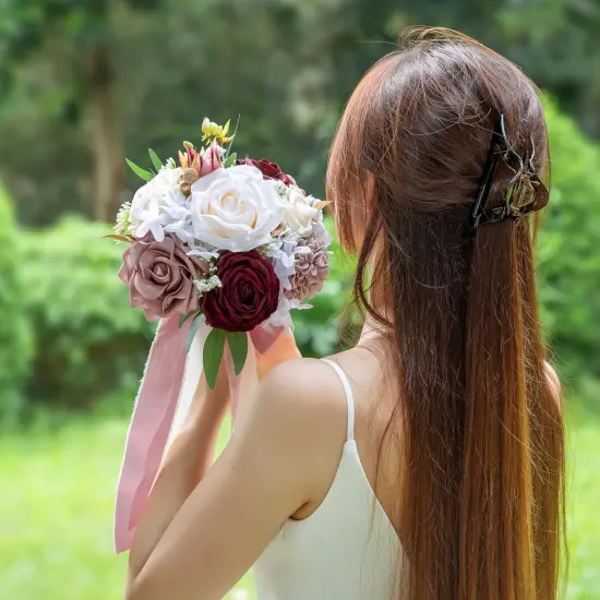 Dusty Rose Wedding Bouquets for Bride Bridesmaid {5}