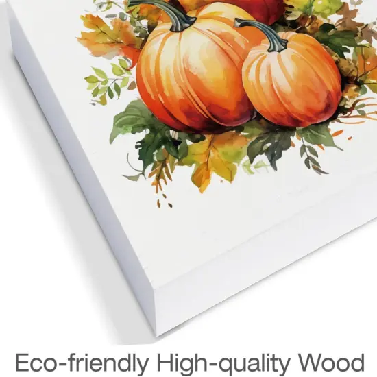 Fall Decor Farmhouse Pumpkins Wooden Box Sign Tabletop Decor 5 x 5 Inches {3}